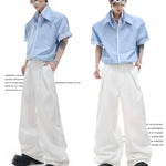 Businesscore Striped-Trim Short-Sleeve Shirt - Fuga Studios