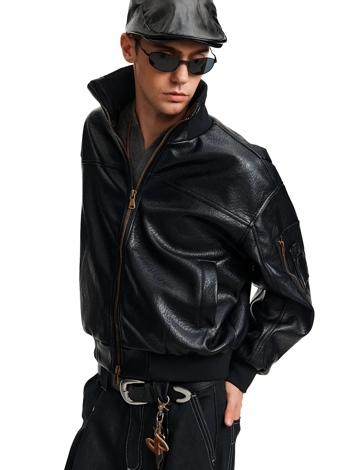 Businesscore Vintage Leather Bomber Jacket - Fuga Studios