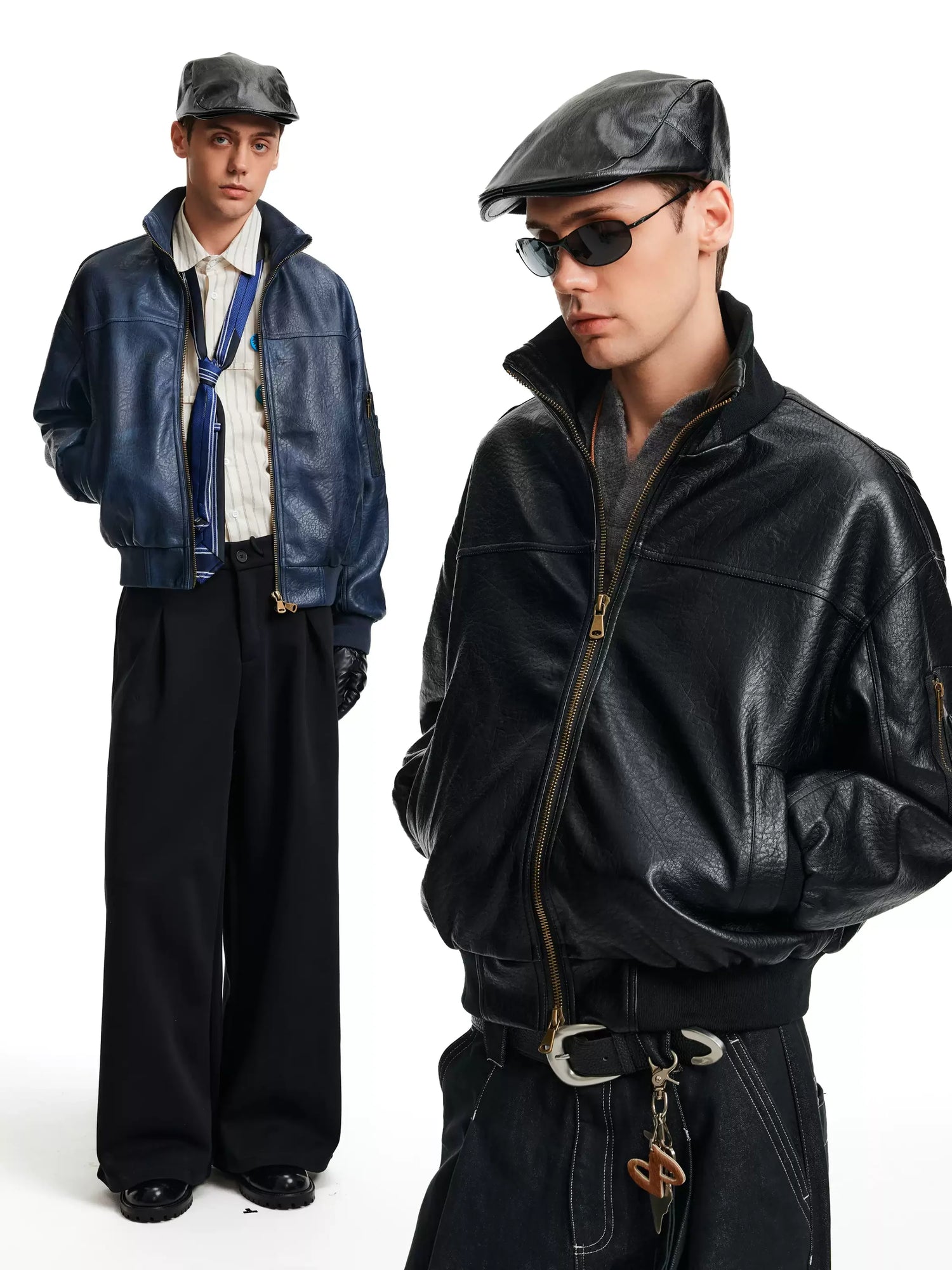 Businesscore Vintage Leather Bomber Jacket - Fuga Studios