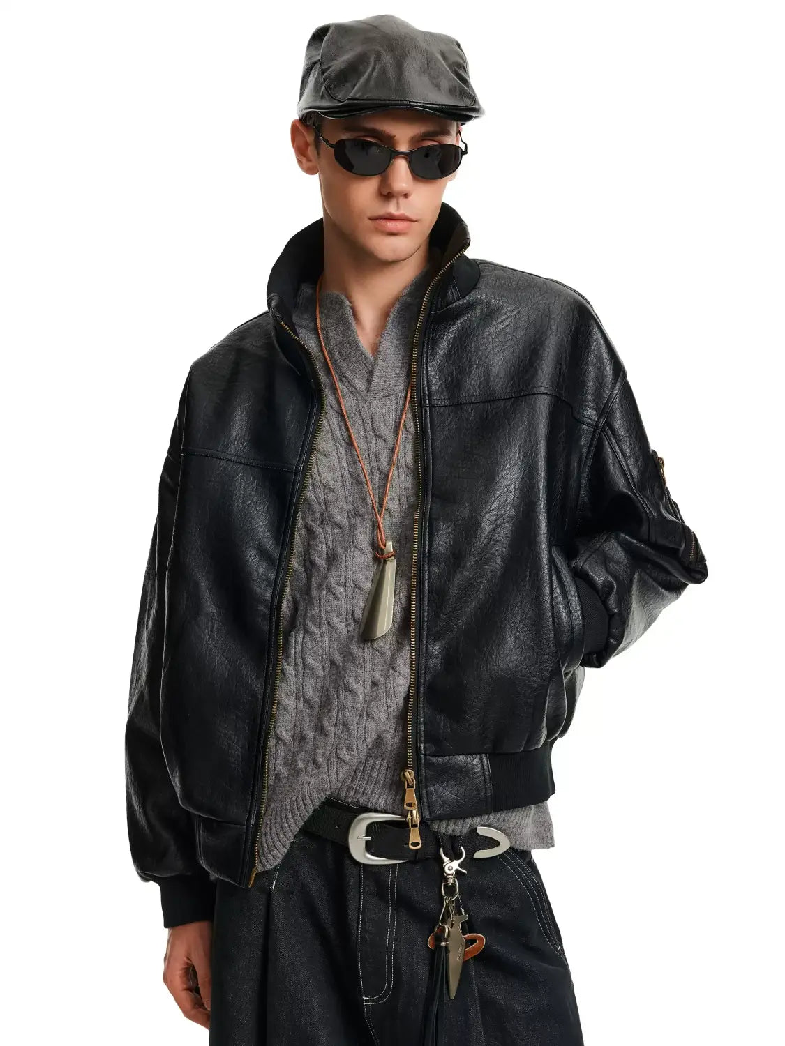 Businesscore 复古皮革飞行员夹克