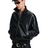 ビジネスコア ヴィンテージ レザー ボンバー ジャケット