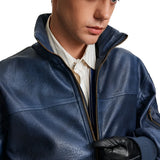 ビジネスコア ヴィンテージ レザー ボンバー ジャケット