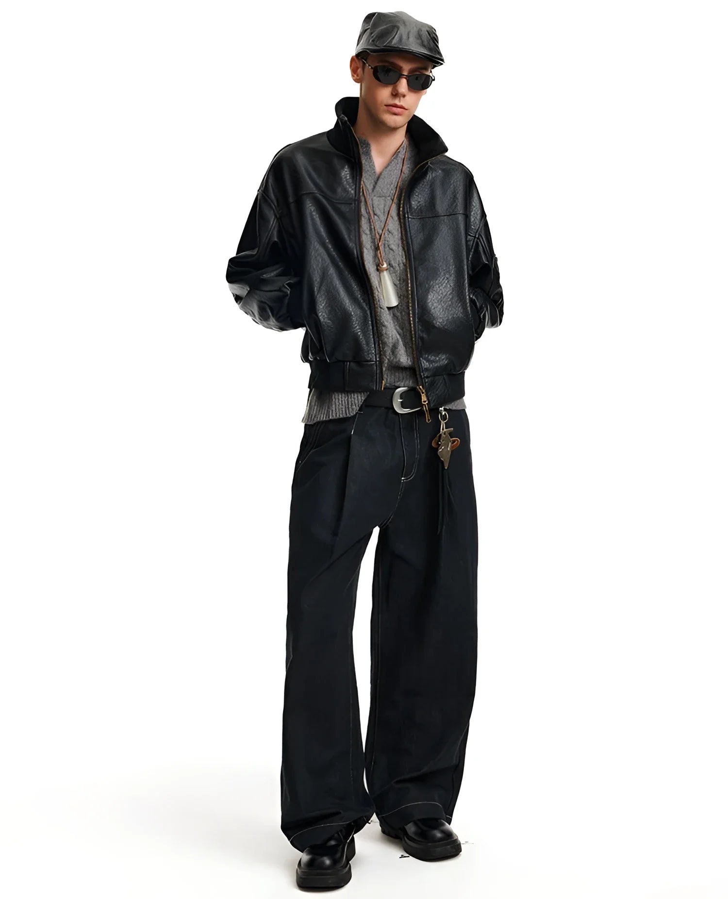 Businesscore Vintage Leather Bomber Jacket - Fuga Studios