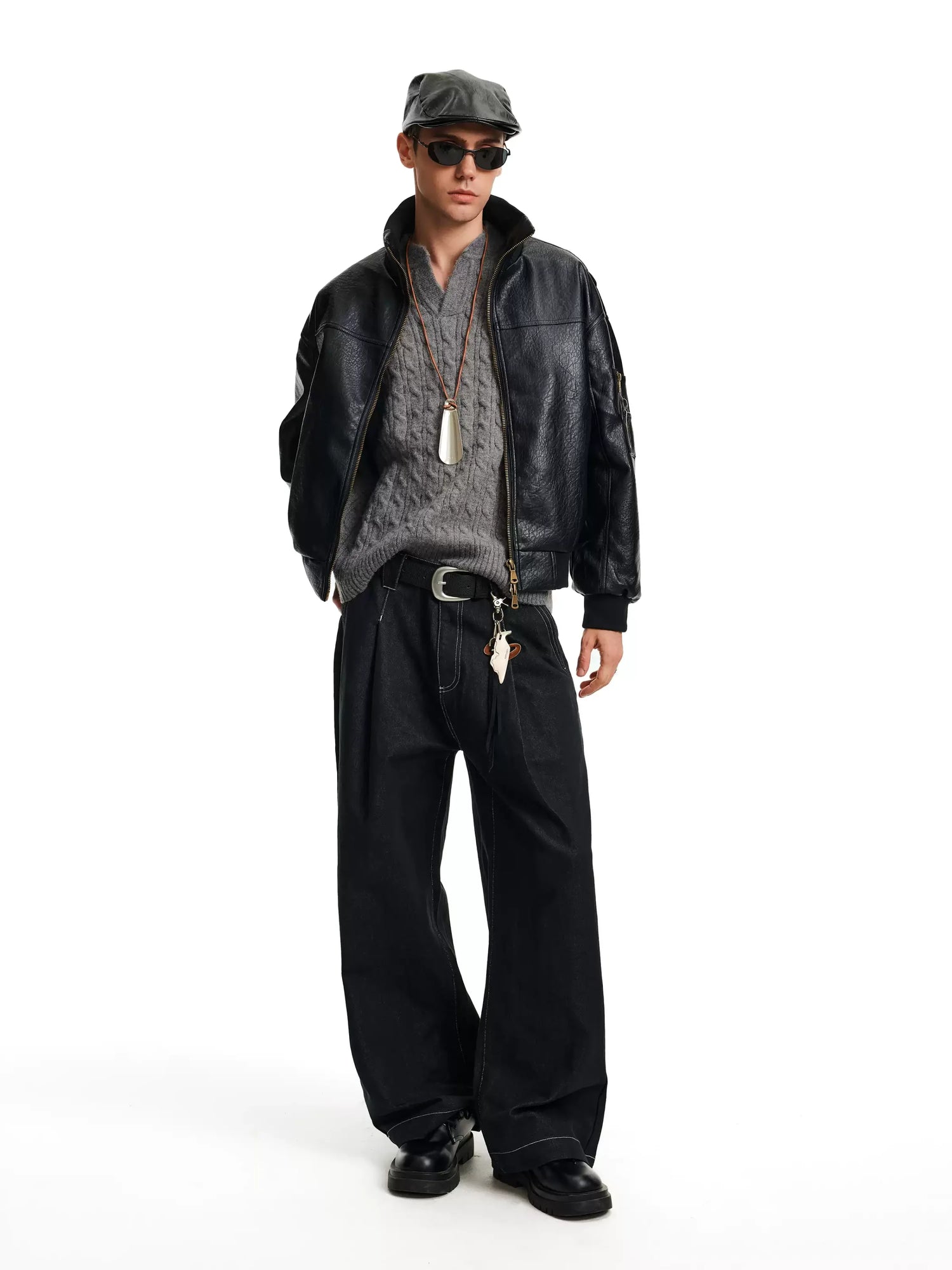 Businesscore Vintage Leather Bomber Jacket - Fuga Studios