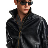 ビジネスコア ヴィンテージ レザー ボンバー ジャケット