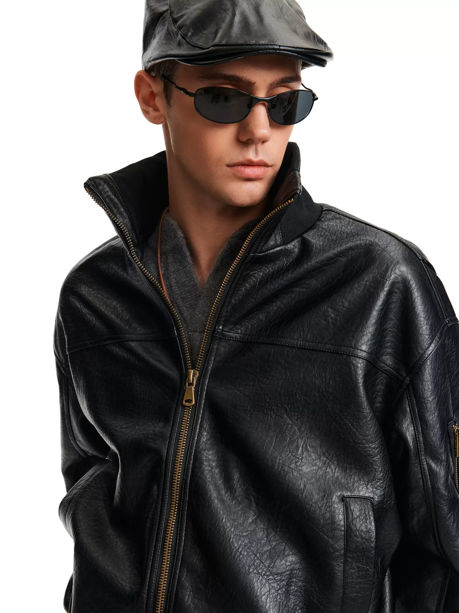 Businesscore Vintage Leather Bomber Jacket - Fuga Studios