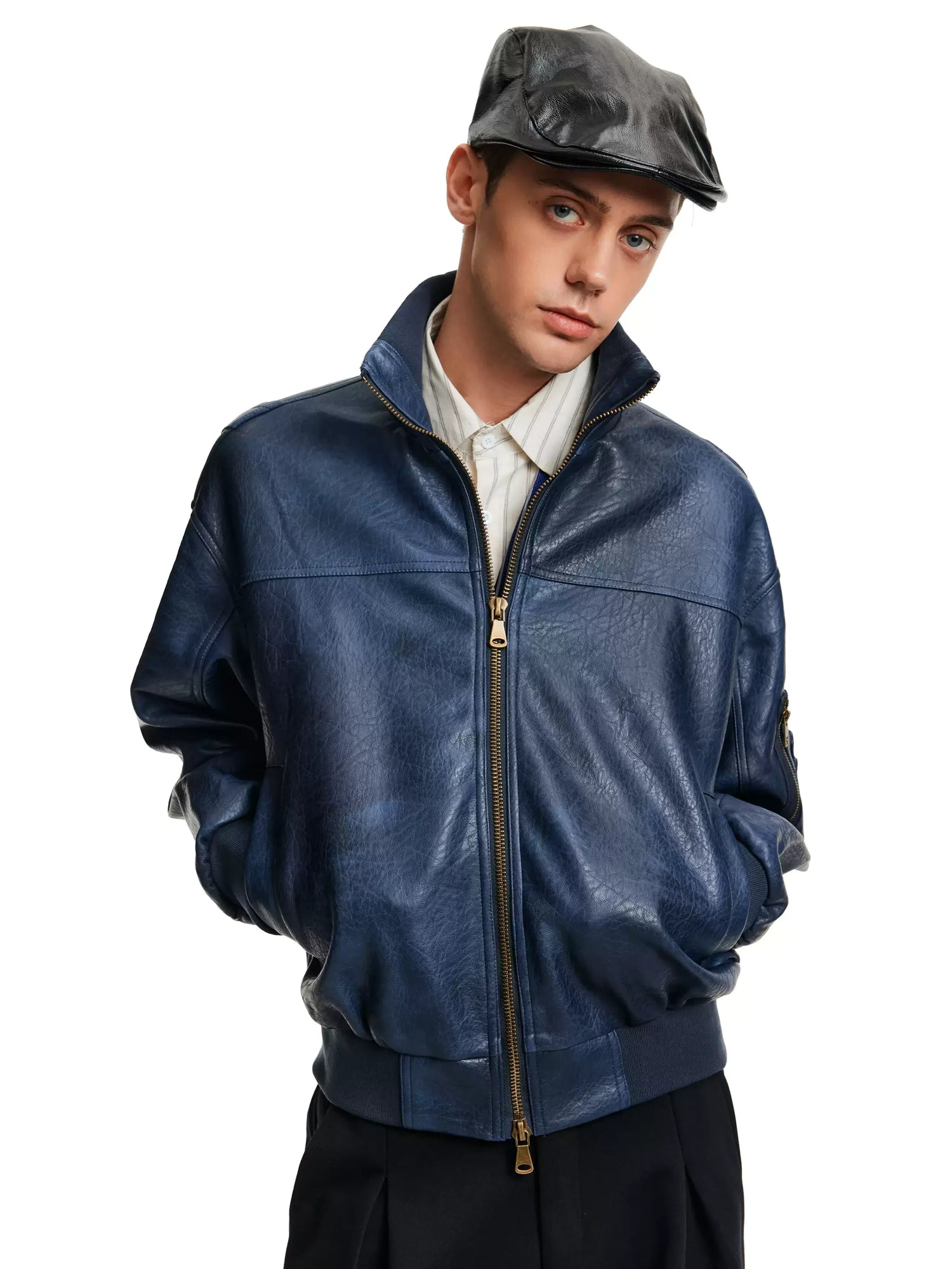Businesscore Vintage Leather Bomber Jacket - Fuga Studios