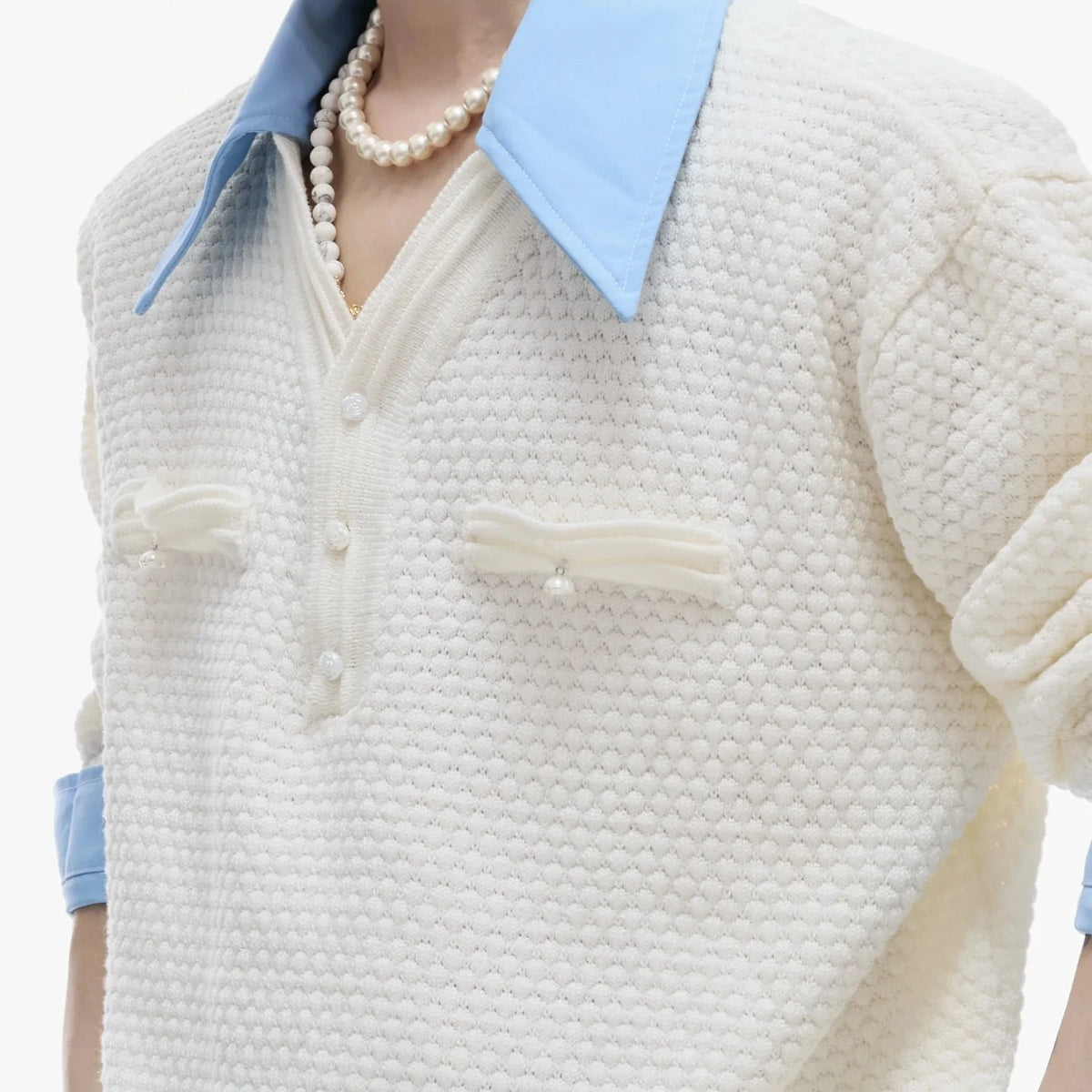 Businesscore Waffle-Knit Polo Sweater - Fuga Studios