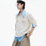 Businesscore Waffle-Knit Polo Sweater - Fuga Studios