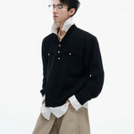 Businesscore Waffle-Knit Polo Sweater - Fuga Studios