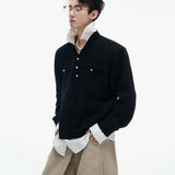 Businesscore Waffle-Knit Polo Sweater - Fuga Studios
