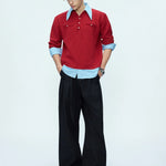 Businesscore Waffle-Knit Polo Sweater - Fuga Studios