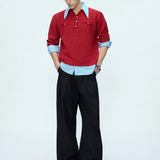 Businesscore Waffle-Knit Polo Sweater - Fuga Studios