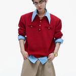 Businesscore Waffle-Knit Polo Sweater - Fuga Studios