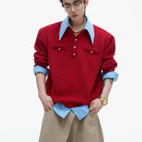 Businesscore Waffle-Knit Polo Sweater - Fuga Studios