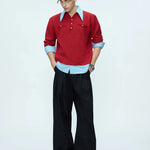 Businesscore Waffle-Knit Polo Sweater - Fuga Studios