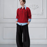 Businesscore Waffle-Knit Polo Sweater - Fuga Studios