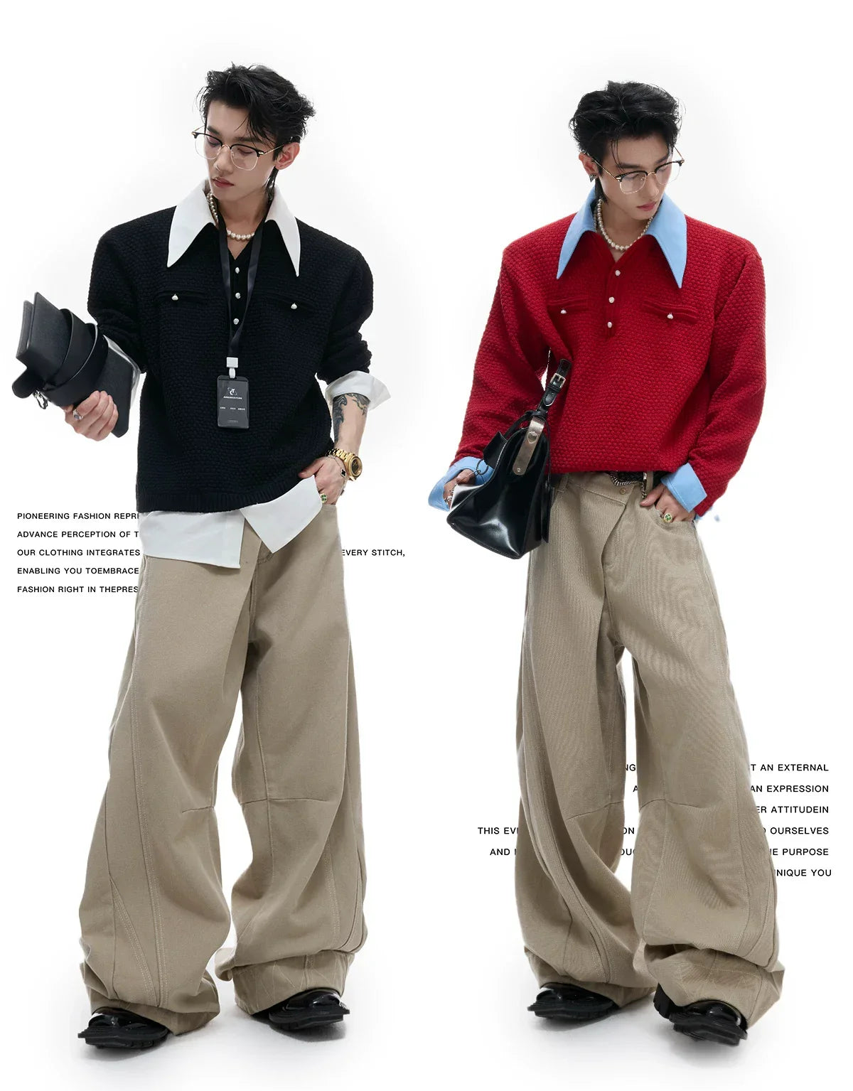 Businesscore Waffle-Knit Polo Sweater - Fuga Studios