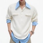 Businesscore Waffle-Knit Polo Sweater - Fuga Studios