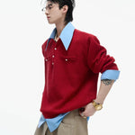 Businesscore Waffle-Knit Polo Sweater - Fuga Studios
