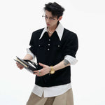 Businesscore Waffle-Knit Polo Sweater - Fuga Studios