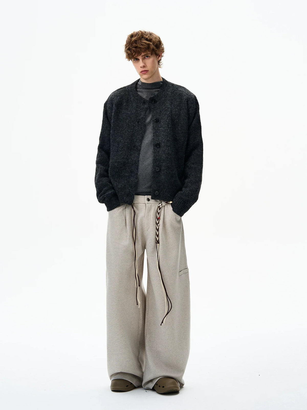 Businesscore Wool-Blend Button Cardigan - Fuga Studios