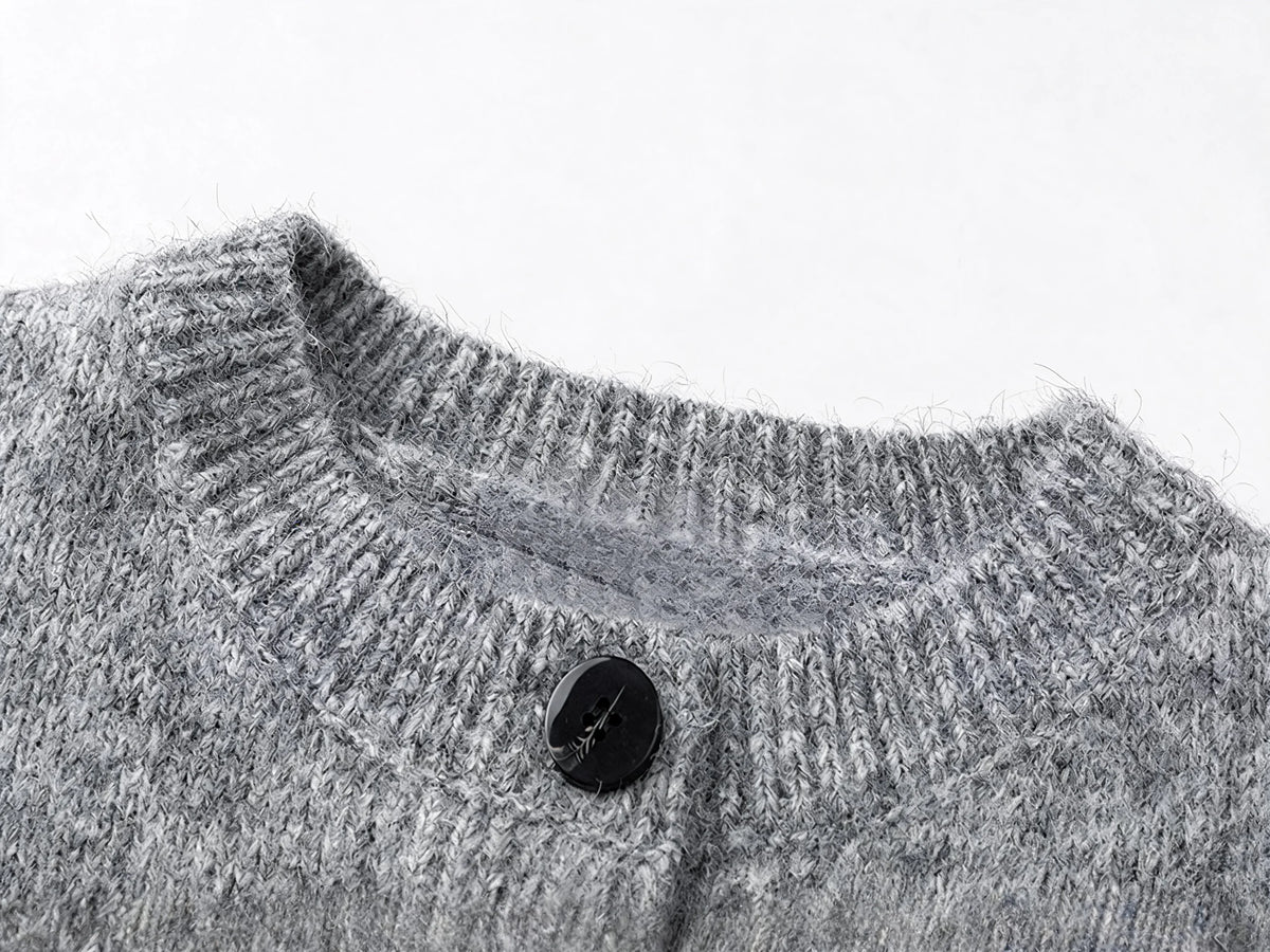 Businesscore Wool-Blend Button Cardigan - Fuga Studios