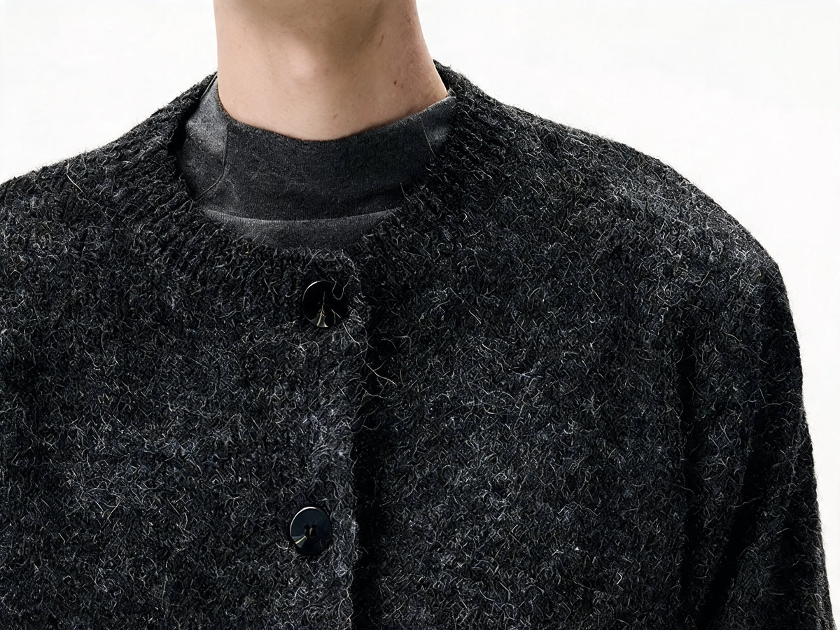 Businesscore Wool-Blend Button Cardigan - Fuga Studios