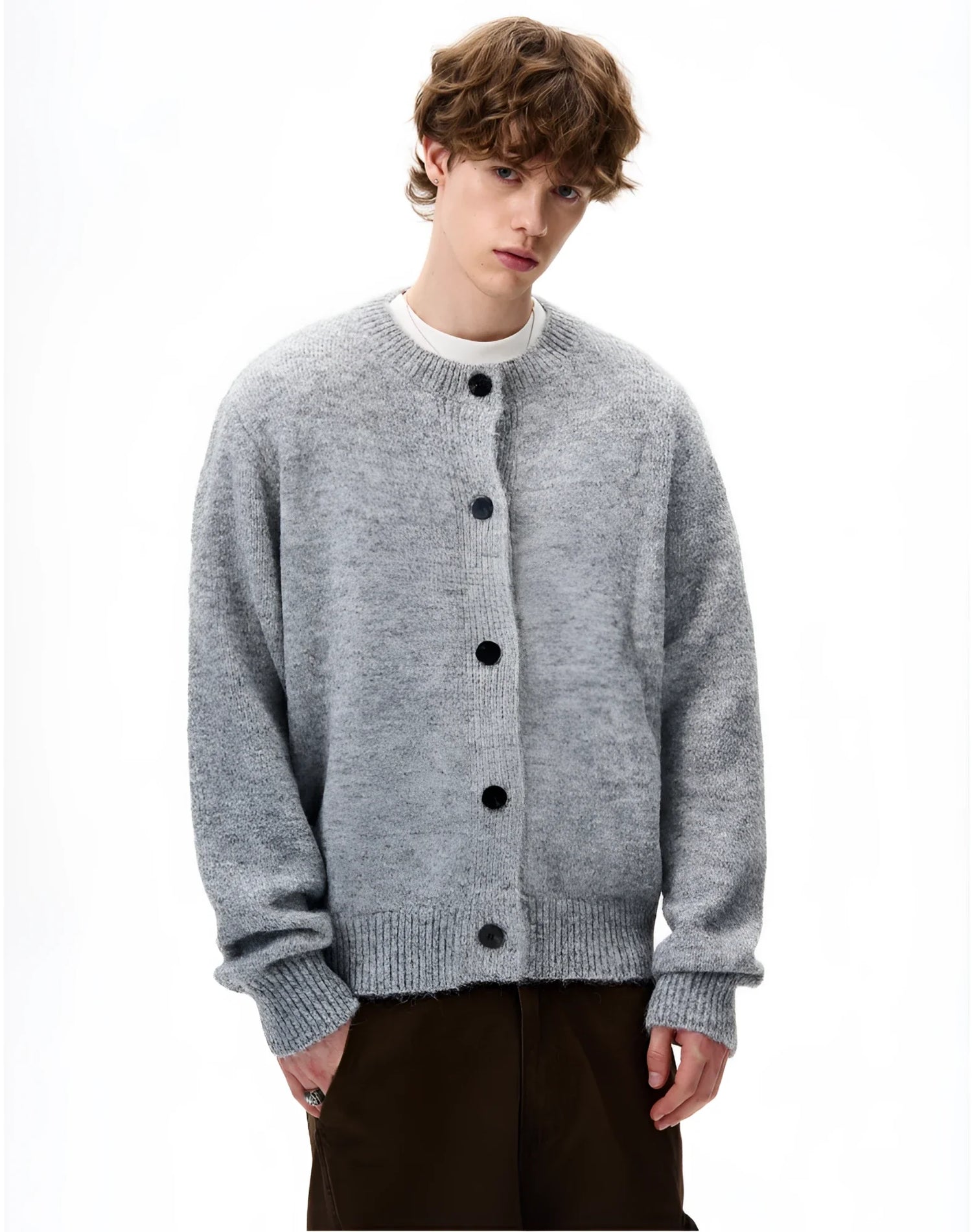 Businesscore Wool-Blend Button Cardigan - Fuga Studios
