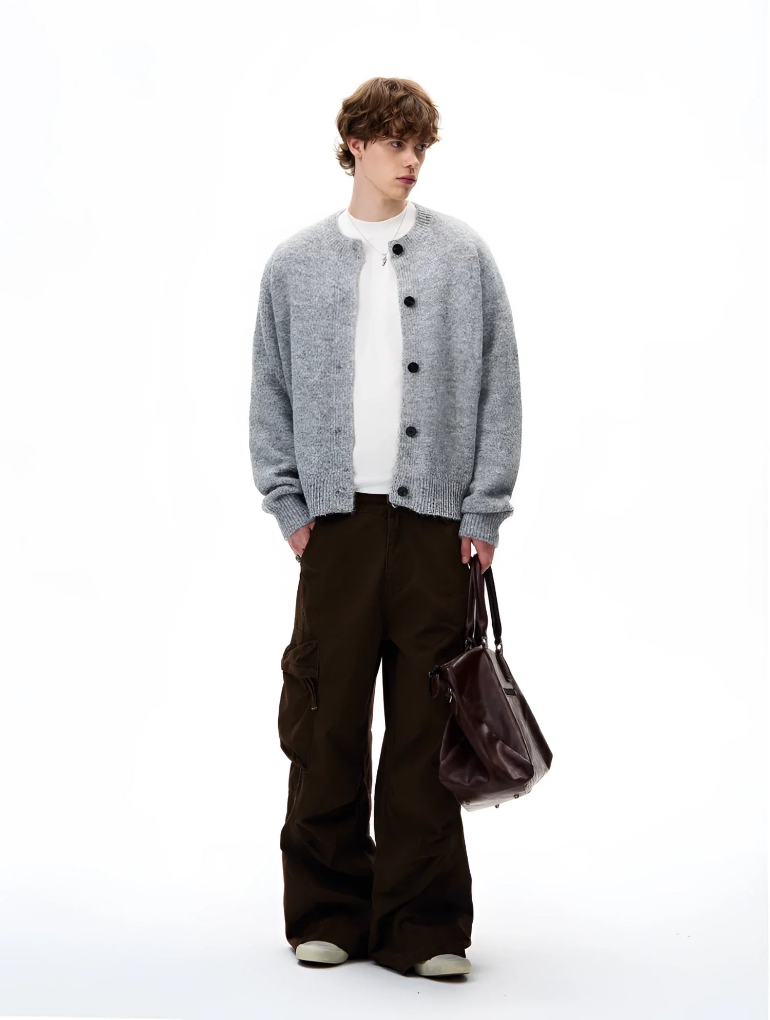 Businesscore Wool-Blend Button Cardigan - Fuga Studios