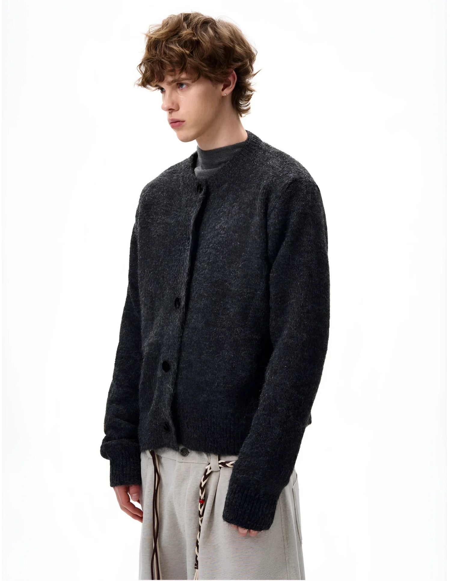 Businesscore Wool-Blend Button Cardigan - Fuga Studios