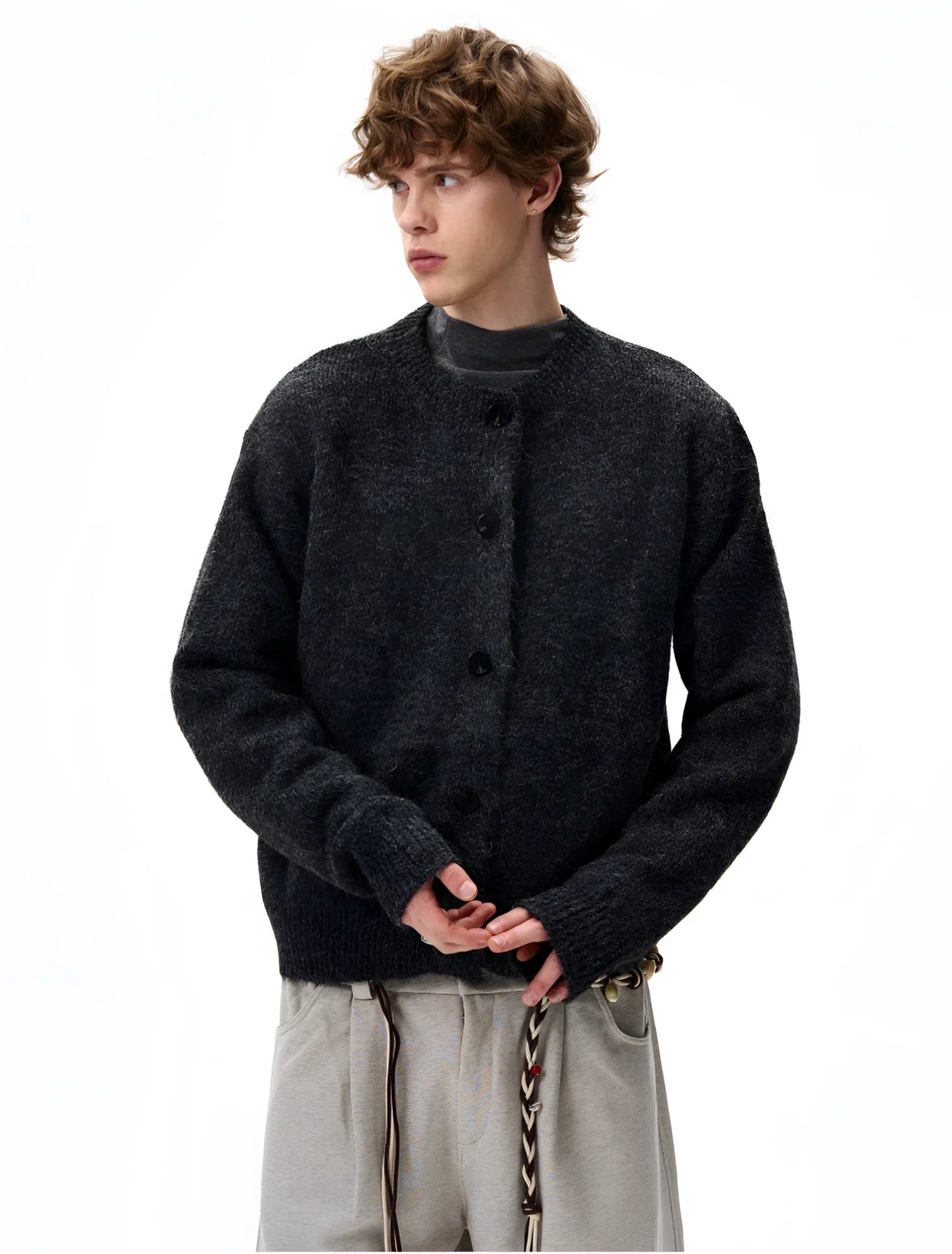 Businesscore Wool-Blend Button Cardigan - Fuga Studios