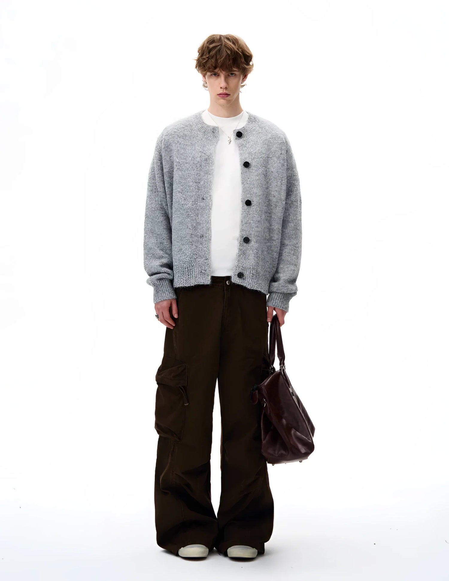 Businesscore Wool-Blend Button Cardigan - Fuga Studios