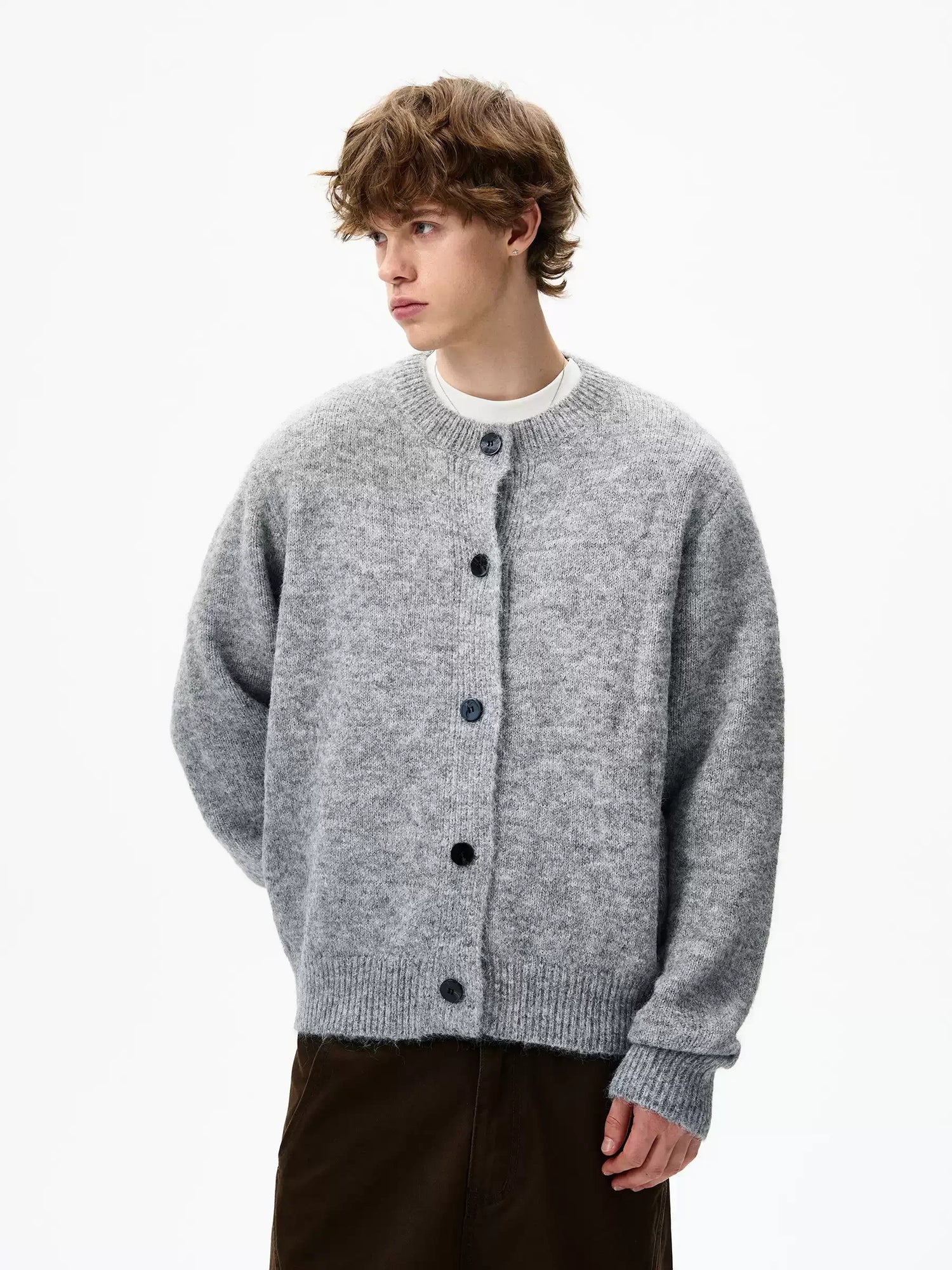 Businesscore Wool-Blend Button Cardigan - Fuga Studios