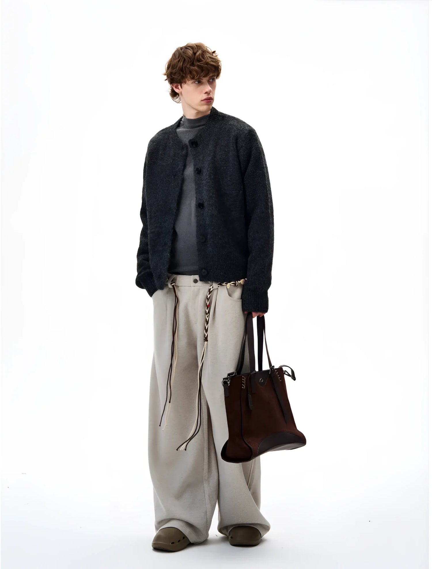 Businesscore Wool-Blend Button Cardigan - Fuga Studios