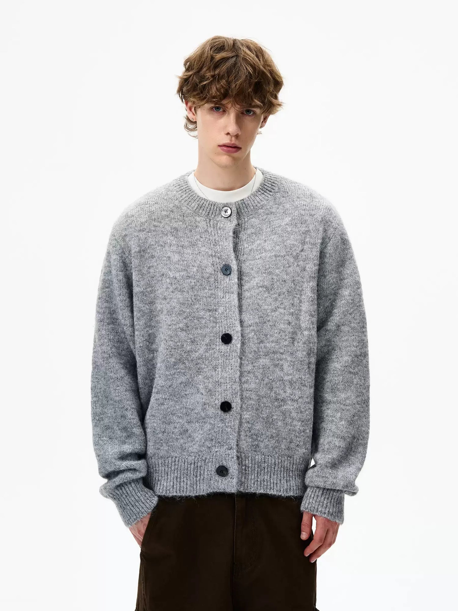 Businesscore Wool-Blend Button Cardigan - Fuga Studios