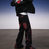 Y2K 플레임 프린트 와이드 진