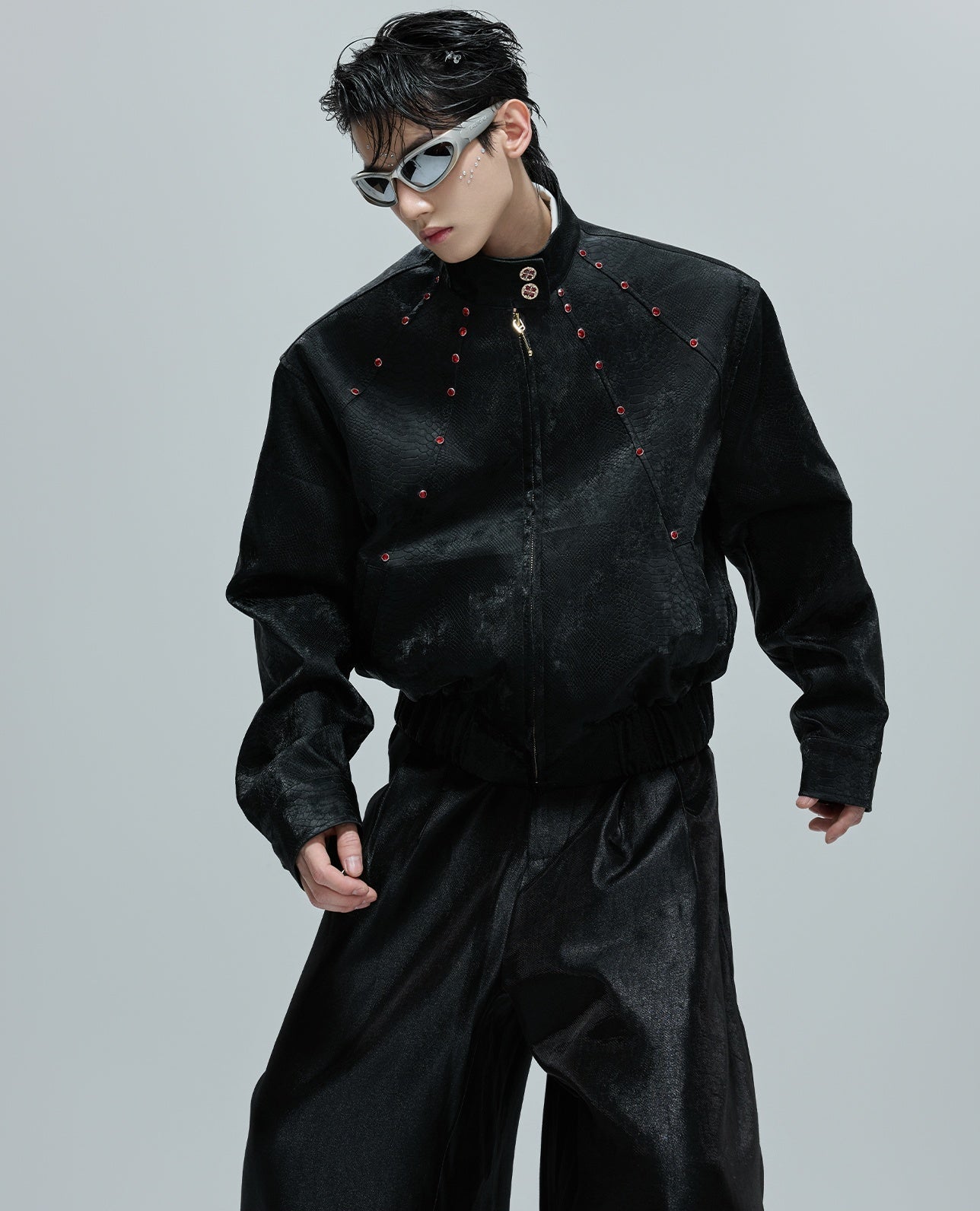 Opium Snakeskin Studded Bomber