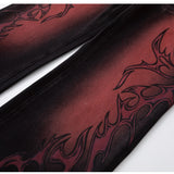 Y2K 플레임 프린트 와이드 진