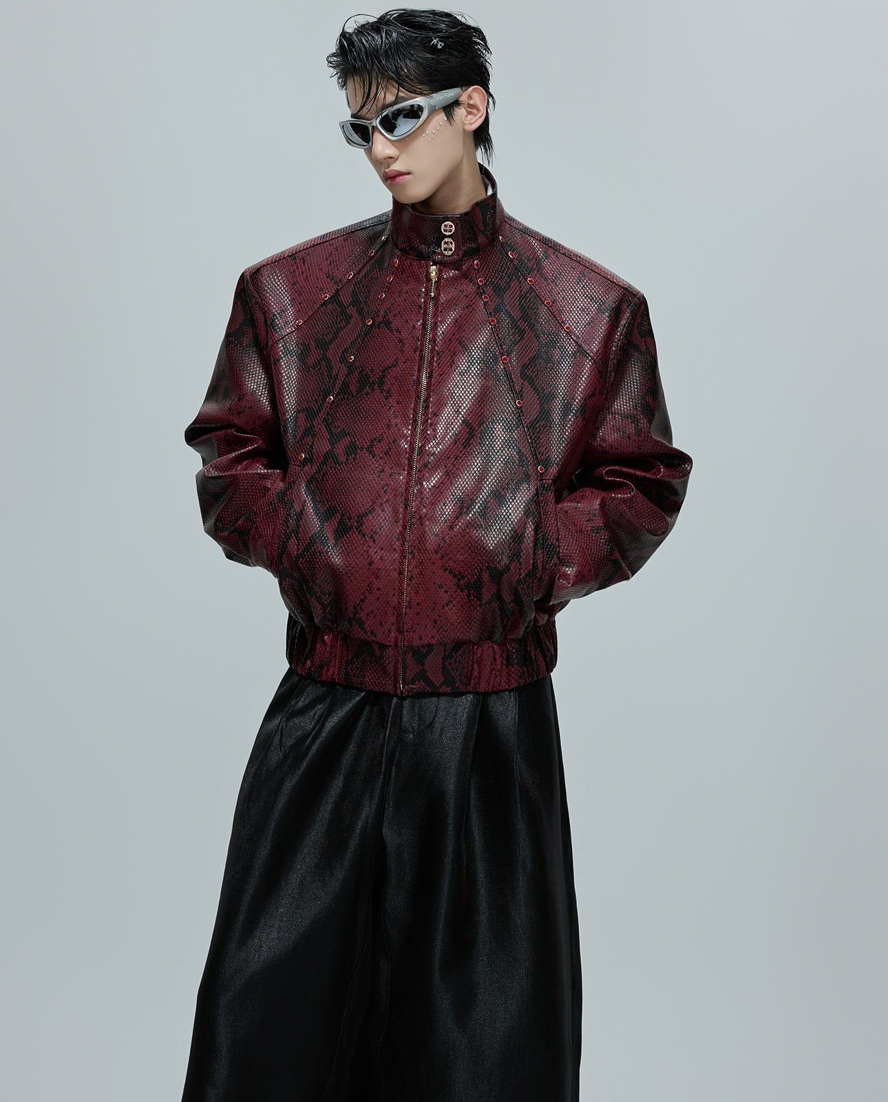 Opium Snakeskin Studded Bomber