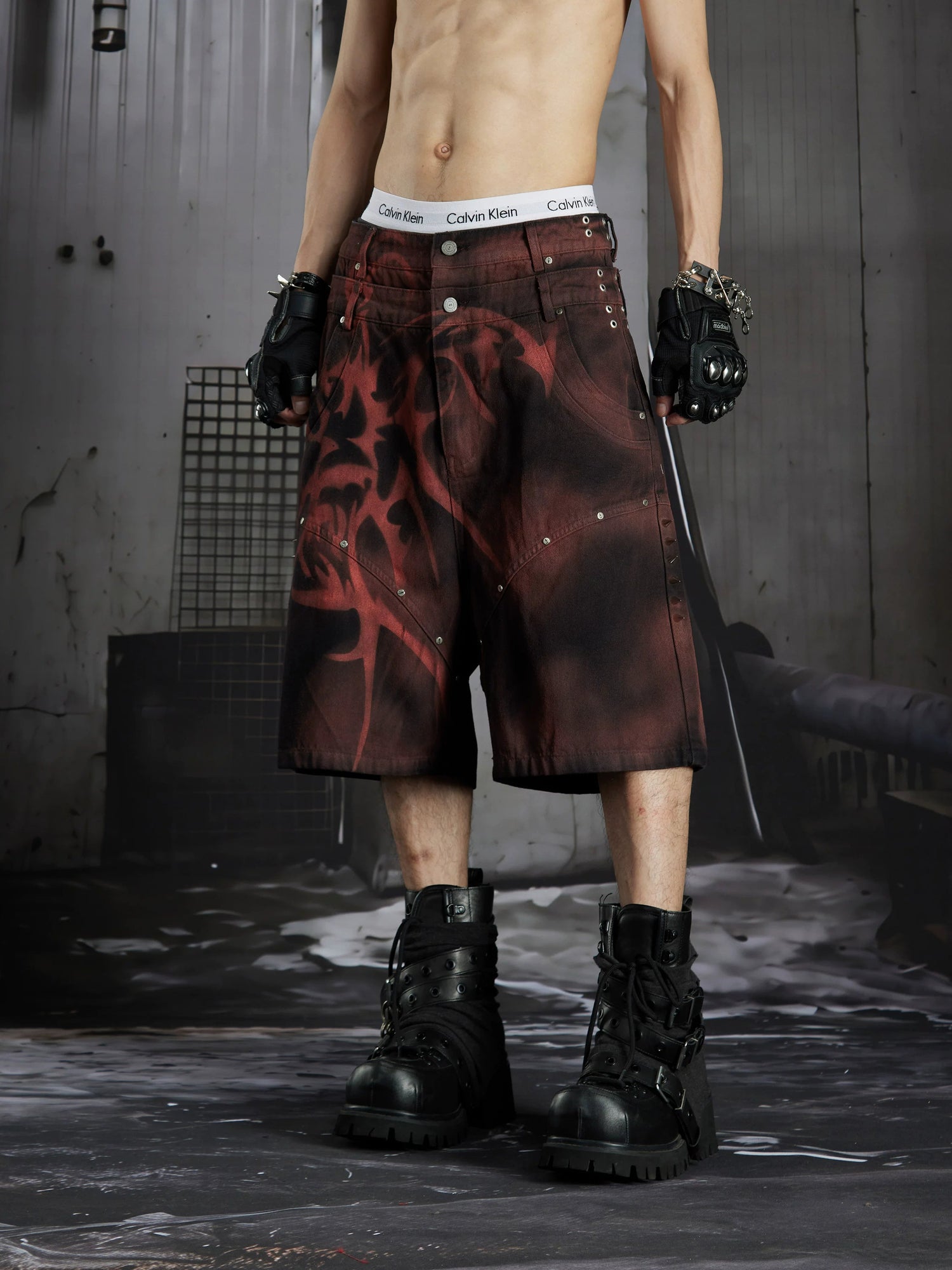 Gothic Y2K Tribal Studded Jorts 5