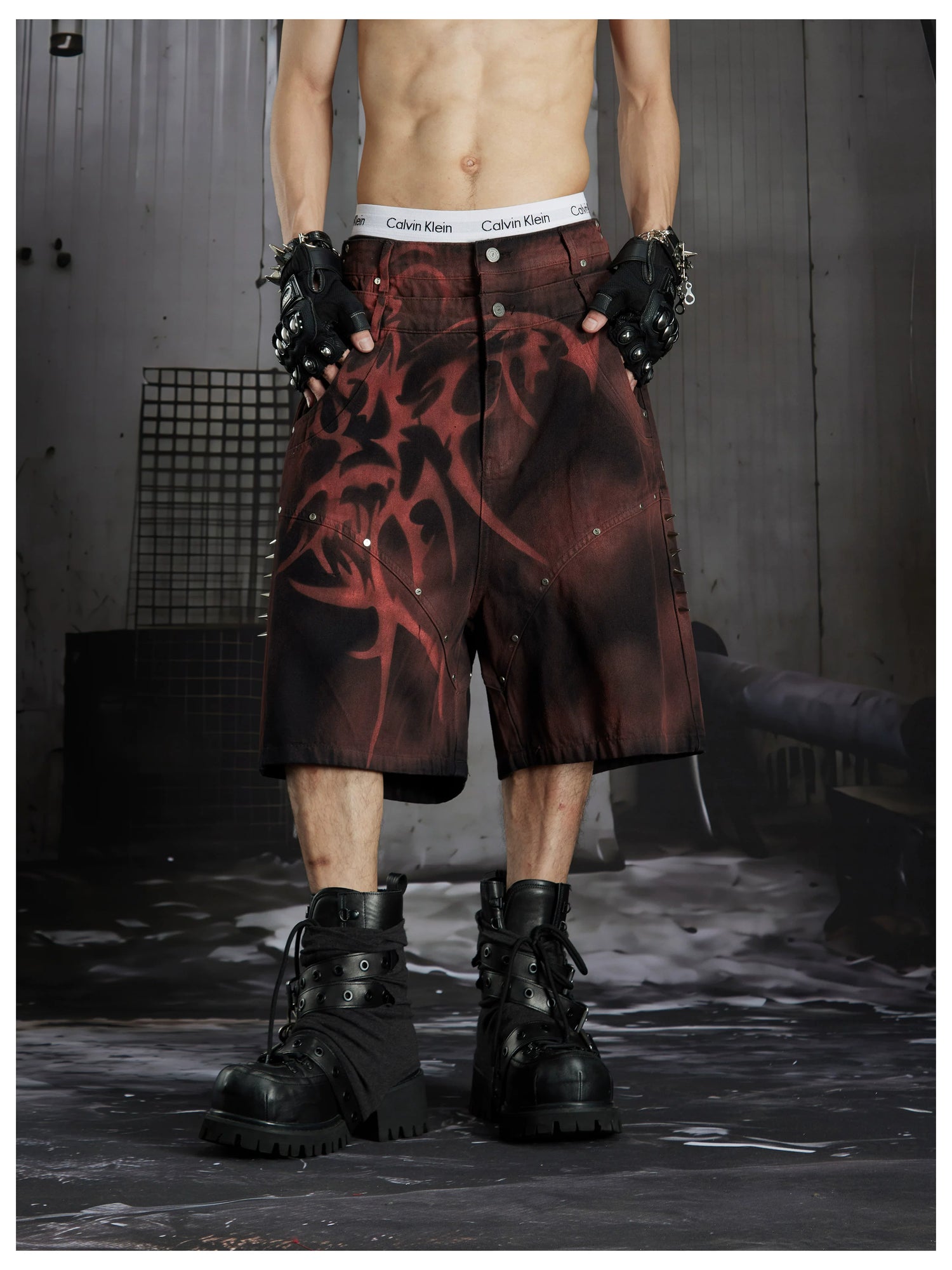 Gothic Y2K Tribal Studded Jorts 6