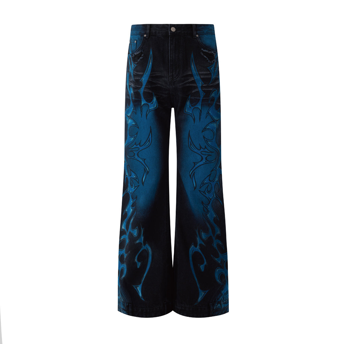 Y2K Flame Print Wide-Leg Jeans