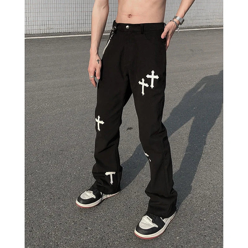 Gothic Cross Badge Jeans - Fuga Studios