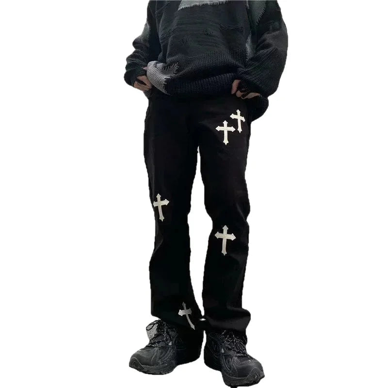Gothic Cross Badge Jeans - Fuga Studios