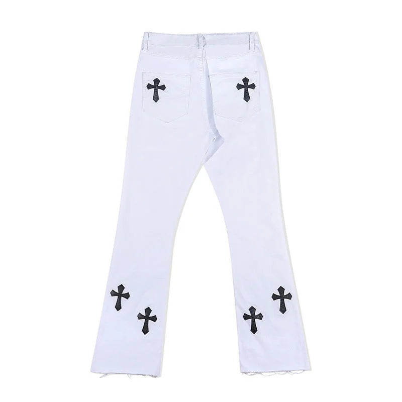 Gothic Cross Badge Jeans - Ultra Techwear