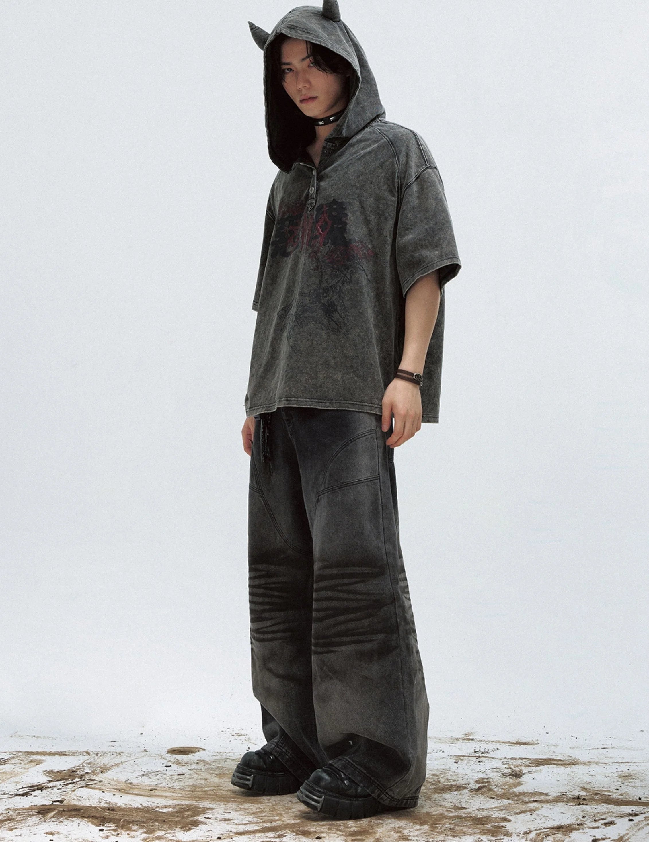 Gothic Darkwear Devil Horn Hoodie - Fūga-Studios