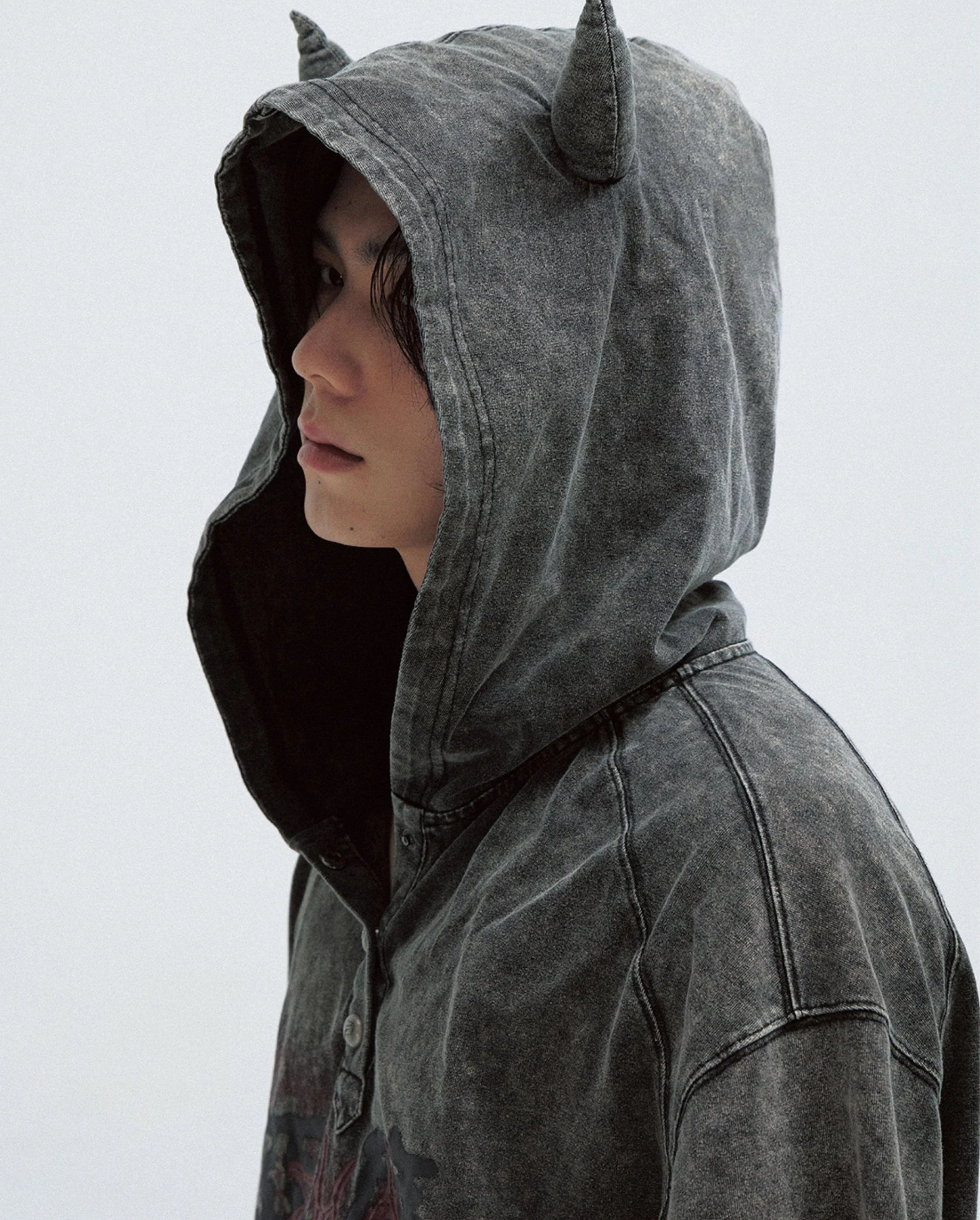 Gothic Darkwear Devil Horn Hoodie - Fūga-Studios