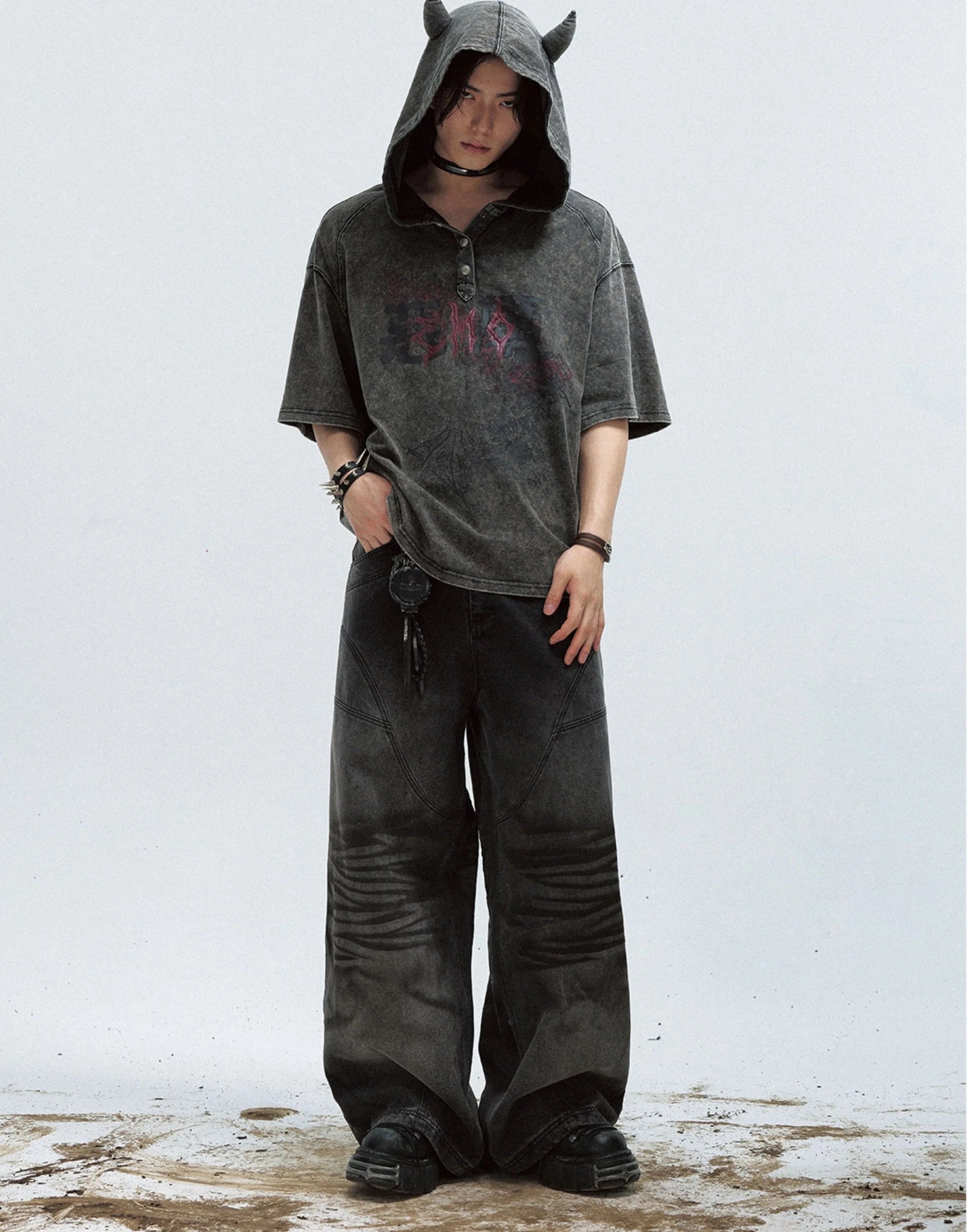 Gothic Darkwear Devil Horn Hoodie - Fūga-Studios