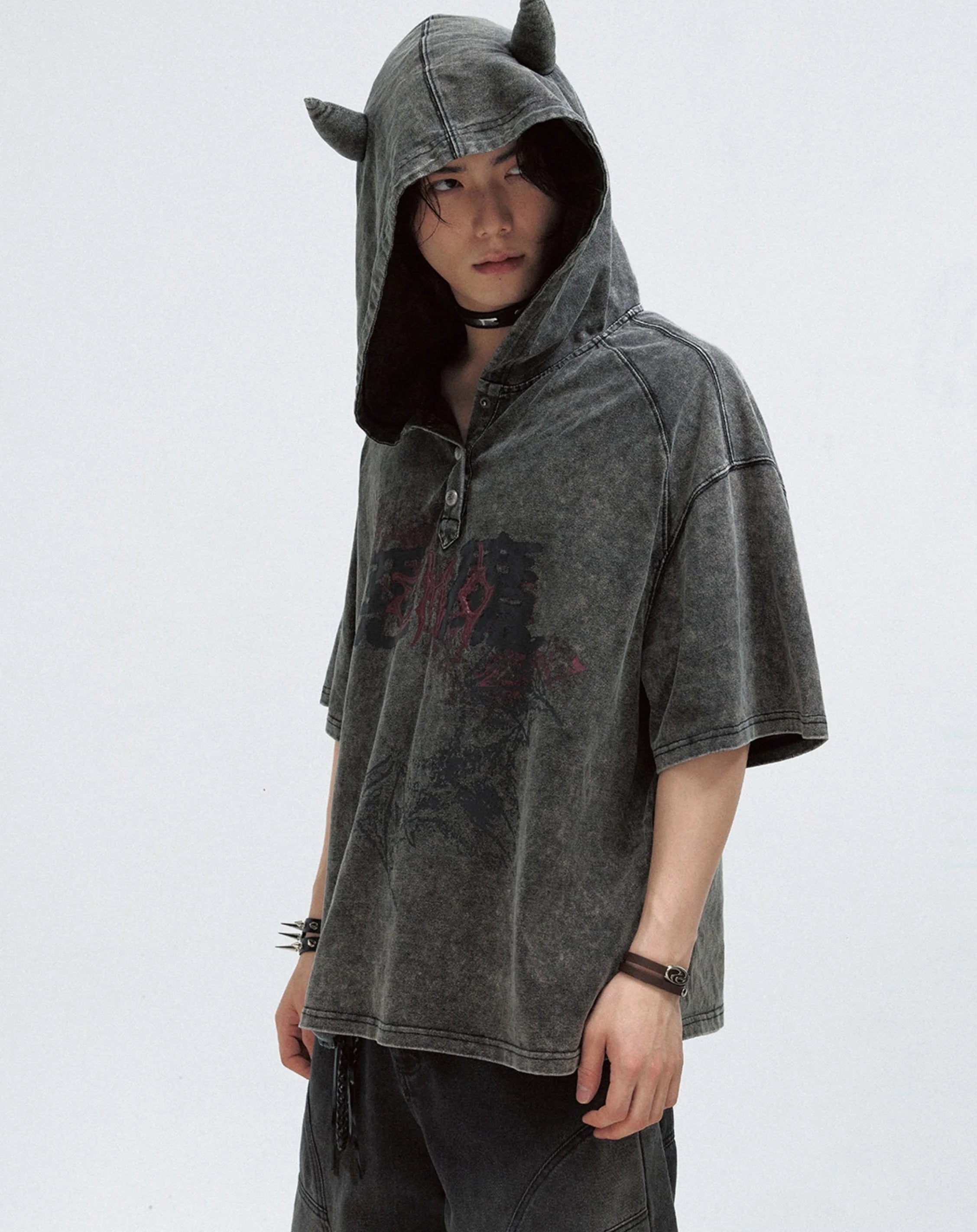 Gothic Darkwear Devil Horn Hoodie - Fūga-Studios